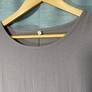 NEW Grey Linen Sheath Mini with front pockets, crew neck